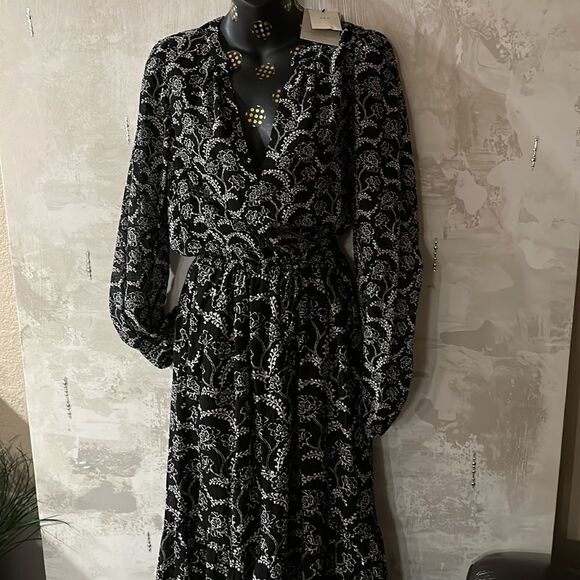 A.L.C. Silk Blend Flowy Floral Long-Sleeve Midi Dress NWT Size 4 - Picture 17 of 17